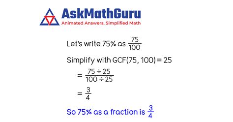 What is 75 percentage as a fraction | Percent as a fraction in simplest ...