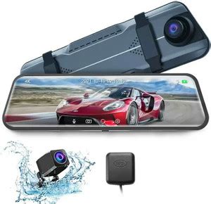Qiwa Touchscreen Mirror Dash Cam Backup Camera 10'' UHD 4K Reverse ...