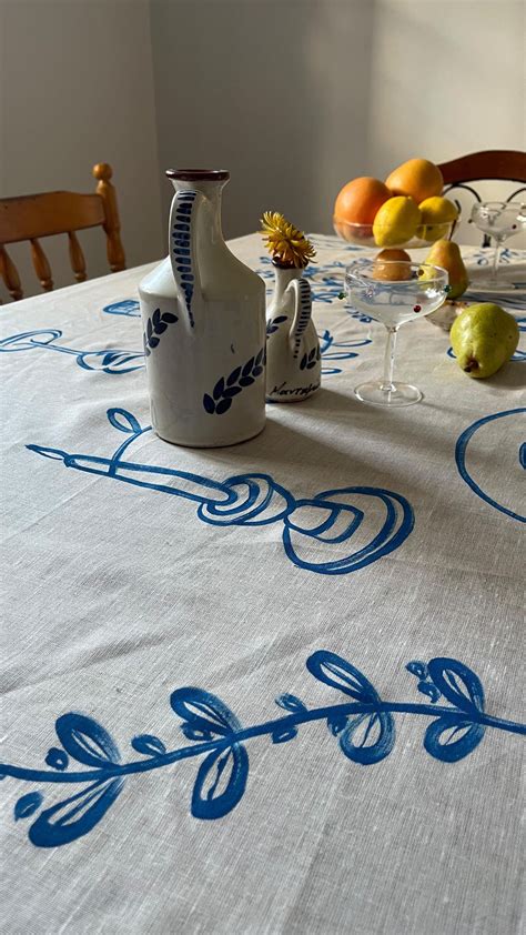 Hand Painted Table Cloth | Christmas table cloth, Hand painted table ...