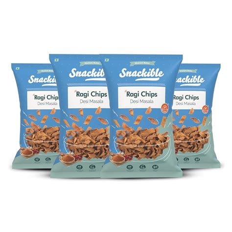 Snackible Desi Masala Ragi Chips (Pack of 4) - 55gm | No Palm Oil ...