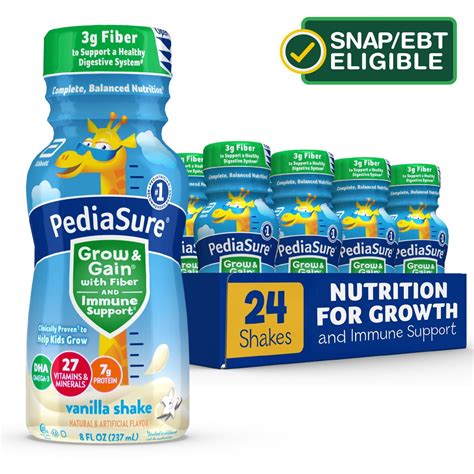 PediaSure Grow & Gain Nutritional Shake with Fiber, Vanilla, 8 fl oz ...