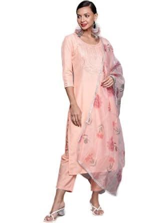 Buy INDO ERA Women's Embroidered Silk Blend Straight Kurta with Pant ...