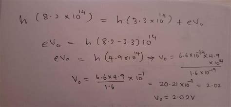 The threshold frequency for a photosensitive metal is 3.3 x 1014 Hz. If ...