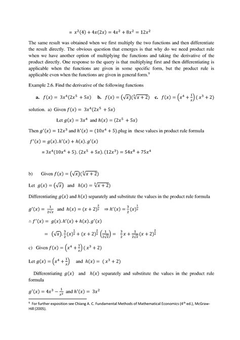 M.A²Mathematics for Economics ist sem - = 𝑥 2 (4) + 4𝑥(2𝑥) = 4𝑥 2 + 8𝑥 ...