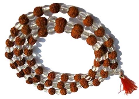 StaticStone Precious & Genuine Brown Wooden Sphatik Rudraksha Mala with ...