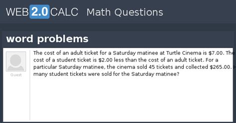 View question - word problems