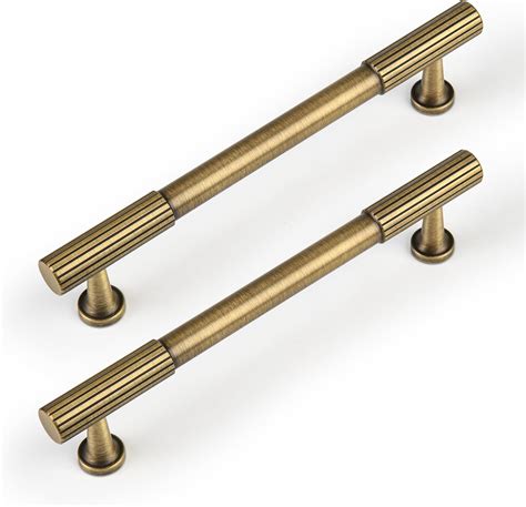 Urnew 5 Pack Antique Solid Brass Cabinet Handle, 5 inch（128mm Hole ...