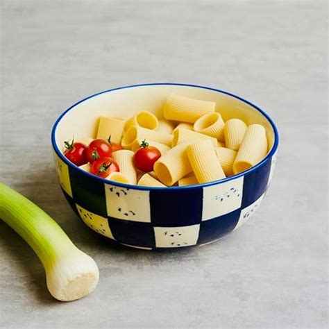 BLACKCARROT Blue and White Moroccan Ceramic Large Bowl, 7.5 Inch ...