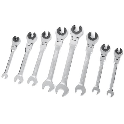 Anbull SAE Ratcheting Wrench Set with Open Flex-head 72 Gears CR-V ...