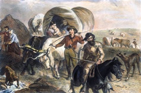 Emigrants to West 1874 Nemigrants Crossing The Plains Colored Engraving ...
