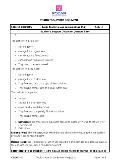 CB/IX/1920 Matter in Our Surroundings: A Support Document for IX ...