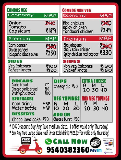 Menu at The last slice pizza's, Delhi