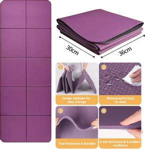 RootSense Folding Yoga Mat, TPE Yoga Mat Anti-slip 6mm Thicken Fitness ...