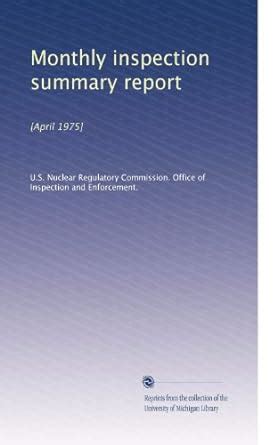 Monthly inspection summary report: [April 1975] : Amazon.in: Books