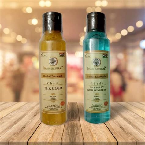 KHADI ORGANIC 100% NATURAL AYURVEDIC HERBAL 24 K GOLD FACE WASH + BLUE ...
