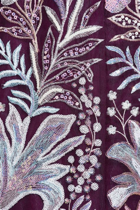 Burgundy Net Sequinse Work Semi-Stitched Lehenga & Unsti