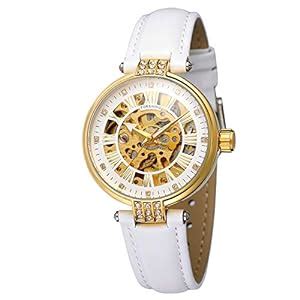 FORSINING Women's Stylish Automatic Movement Analog Skeleton Dial Watch ...