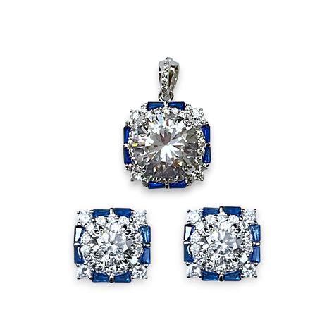 925 Sterling Silver Blue Baguette Stone Jewelry Set for Women – Taraash