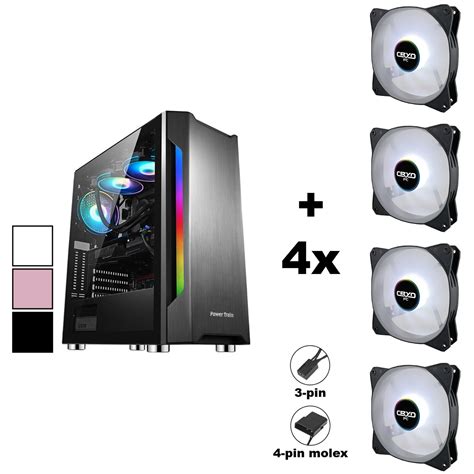 Buy Mid Tower PC Gaming Case * With 4 Fans! * Pink White Black, E-ATX ...