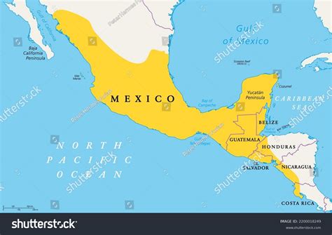 Ubicación de Mesoamérica, mapa político. Región: vector de stock (libre ...