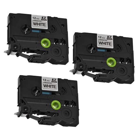 XCSOURCE 3pcs Label Tape KZe-231 12mm x 8m Standard Laminated Black on ...