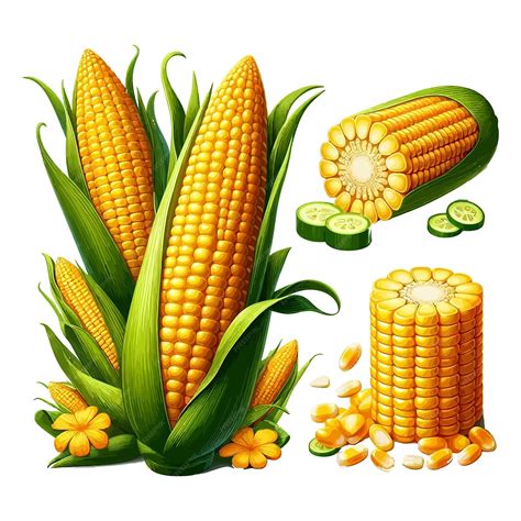 HighResolution Realistic Corn Vector Clipart with a Clean Colorful ...