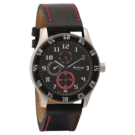 Buy Online Titan Octane Black Dial Quartz Multifunction Leather Strap ...