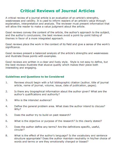 Image result for Article Review Examples