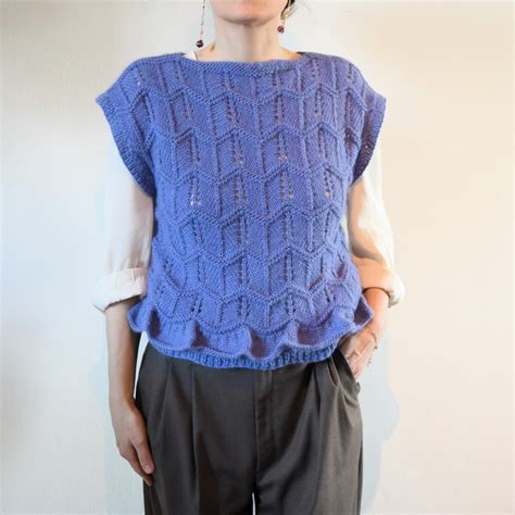 PONGO VEST Knitting Pattern Sleeveless Lace Top Beginner Friendly ...