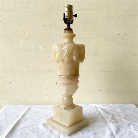 Antique Hand Carved Alabaster Table Lamp For Sale at 1stDibs | vintage ...