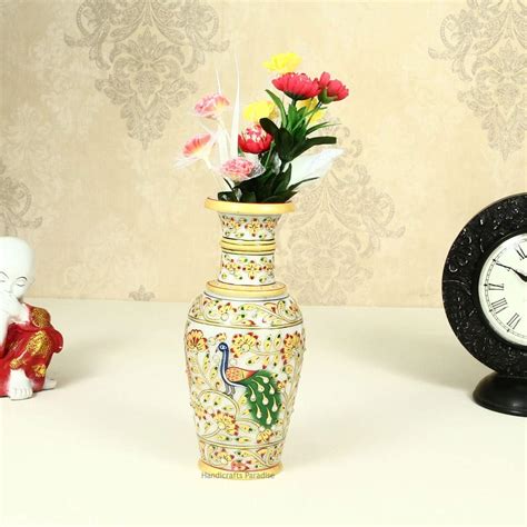 Buy Flower Vase Carved in Marble with Beautiful Peacock with LNG ...