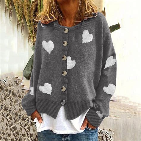 Pxiakgy cardigan for women Women's Heart-shaped Embroidered Knit ...
