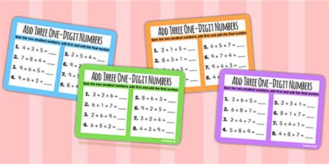 Add Three One Digit Numbers Smallest First KS1 Maths Challenge