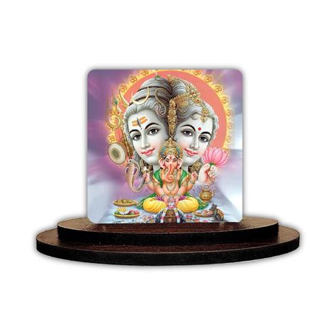 Buy SIGNOOGLE Shiva Parvathy Family God Wooden Car Dashboard Idol ...