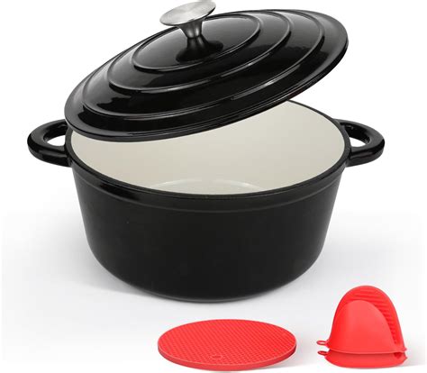 Amazon.com: CookNexa 6 Quart Enameled Cast Iron Dutch Oven Pot with Lid ...