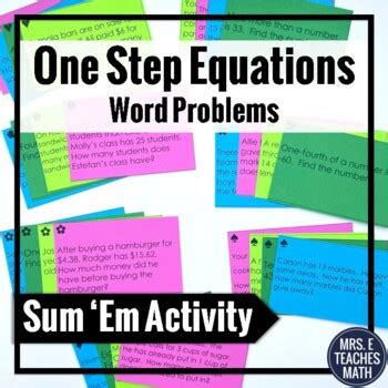 Image result for Solving One Step Equations Word Problems PDF