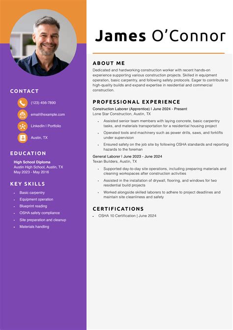 Image result for Construction Worker Resume Examples