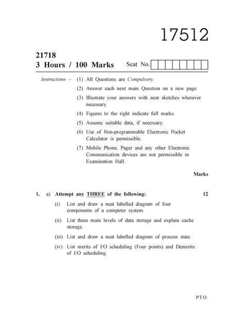 17512 2018 Summer question paper - 17512 21718 3 Hours / 100 Marks Seat ...