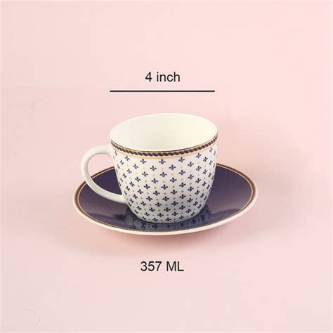 Sicilia Fine Bone China Cup & Saucer Set - Royal Blue - Set of 2 Pcs ...