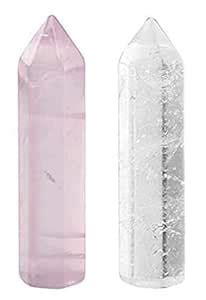 PAIXON Natural Hand Crafted Shiv Shakti Wands Pair Natural Rose Quartz ...