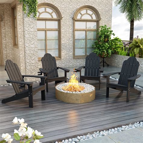 Amazon.com: Aoodor Folding Adirondack Chair Patio Chair 4-Piece Outdoor ...