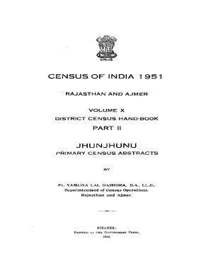 Fillable Online District Census Handbook, Jhunjhunu, Part II, Vol-X ...