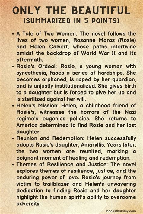 Only the Beautiful Summary, Characters and Themes