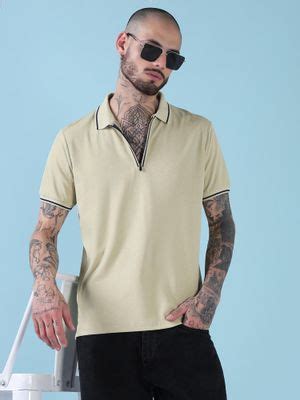 Buy SHOWOFF Edition Men Green Solid Polo Collar T-shirt (S) Online