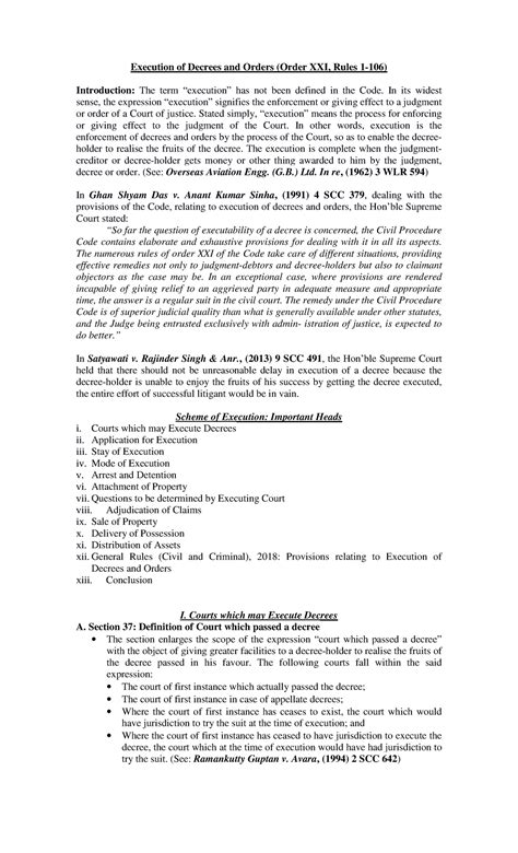 Execution of Decrees and Orders: Comprehensive Guide (CPC - Order XXI ...