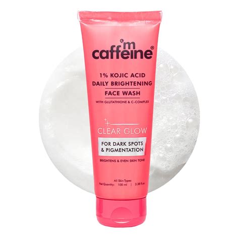 mCaffeine CLEAR GLOW 1% Kojic Acid Daily Brightening Face Wash with ...
