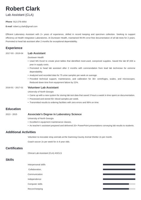 Image result for Lab Assistant Resume Example