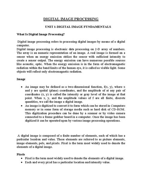 Module 1 Unit 1 - Digital Image Processing Lecture Notes - Studocu