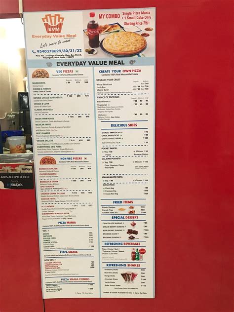 Menu at Everyday Value Meal, New Delhi, Pole No-3 Village Chhawla ...