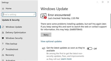 Windows 1.0 Update Error 的图像结果